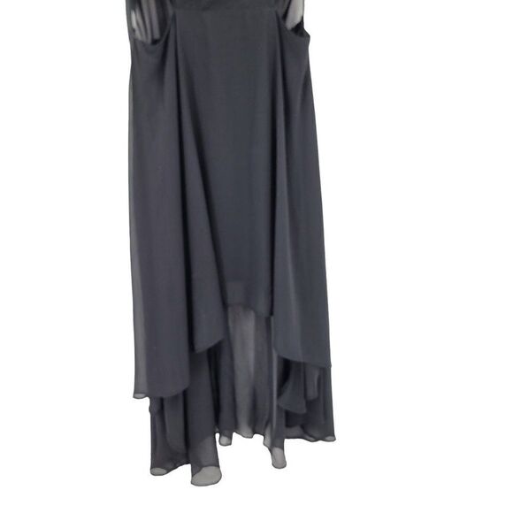 Divided H&M Gothic High Low Midi Maxi Dress 10 Black Sheer Side Cutout Punk - Picture 6 of 13